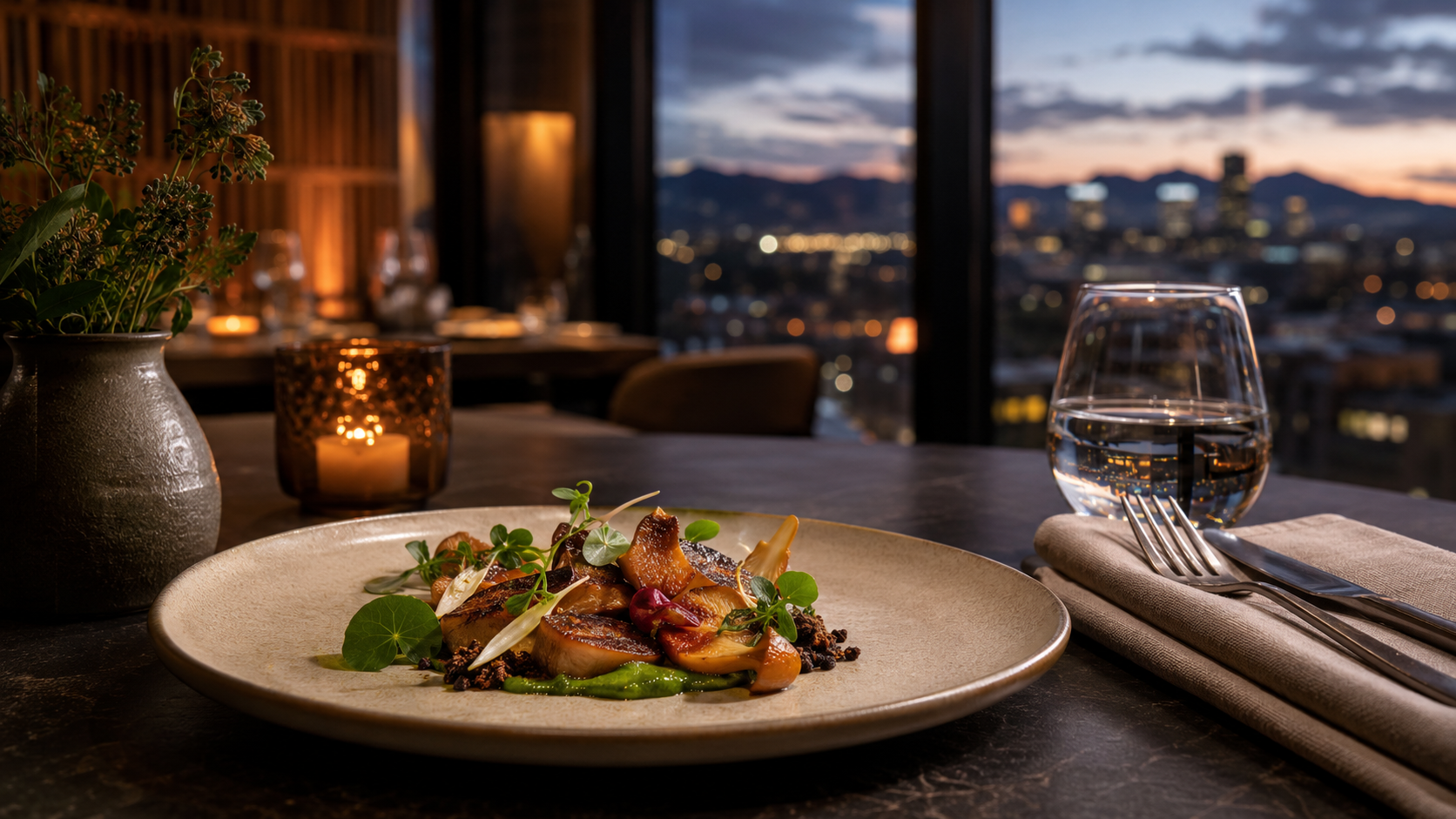 An elegant contemporary tasting-menu table inspired by Denver dining