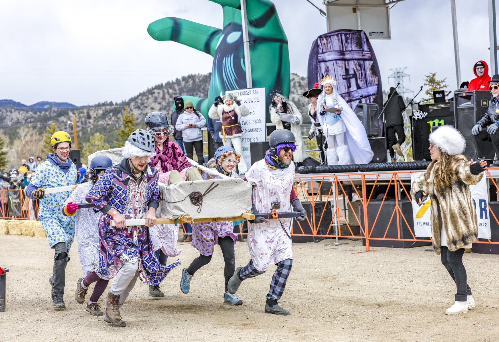 Coffin racers competing at Frozen Dead Guy Days in Estes Park